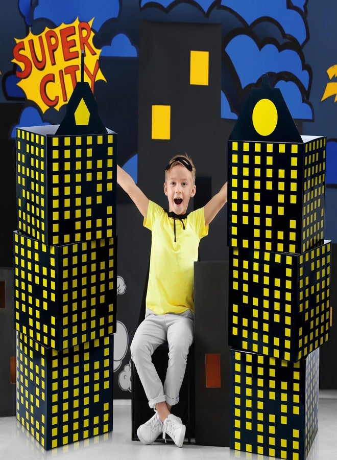 Weekgrat 6 Pcs Large Hero Party Favor Boxes 11 Inch Skyscraper City Gift Hero Theme Candy Treat Boxes City Skyline Buildings Heroes Centerpiece for Boys Girls Birthday Party Decoration(Bright Color) - Image 4